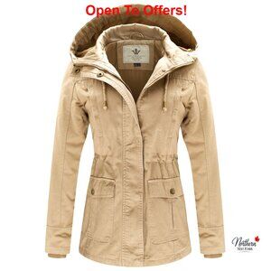 Cotton Military Anorak Jacket with Detachable Hood Lightweight Casual